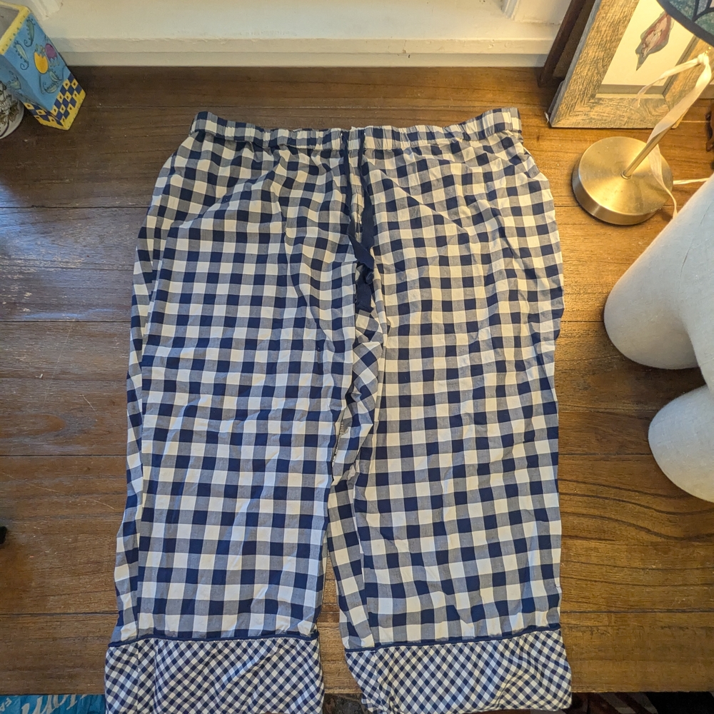 Draper James Navy and White Plaid Pants